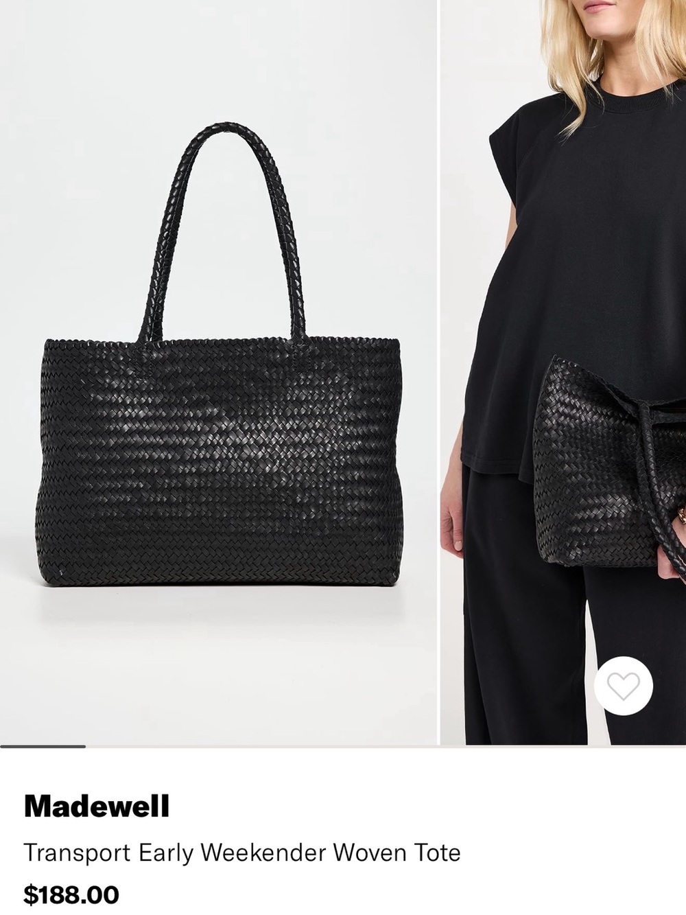 Madewell Black Woven Tote Bag